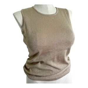 Peter Nygard Beige & Gold Knit Sleeveless Top
